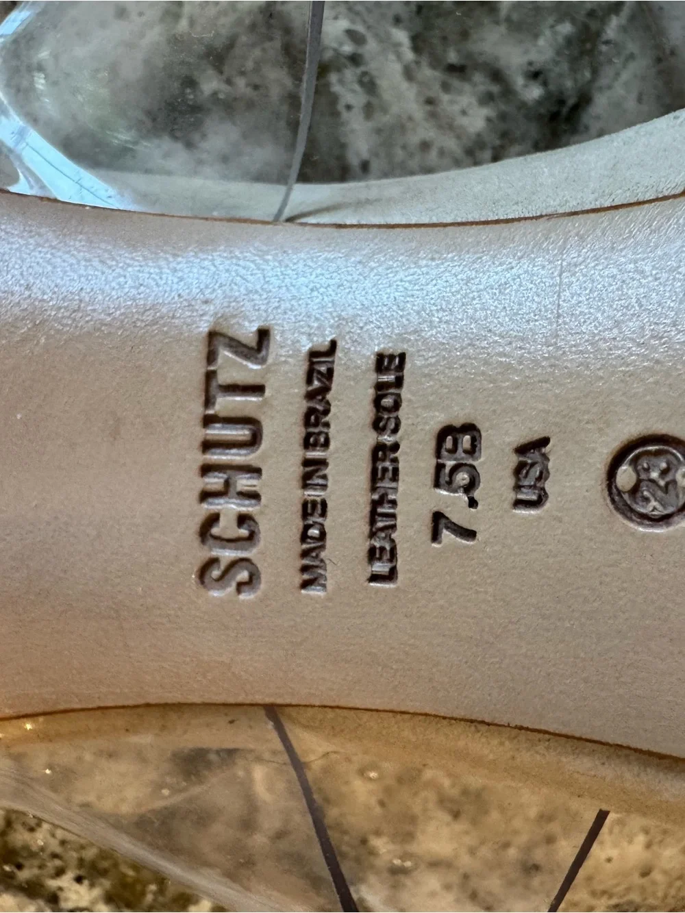 SCHUTZ Clear Strap Nude Leather Mule Heels